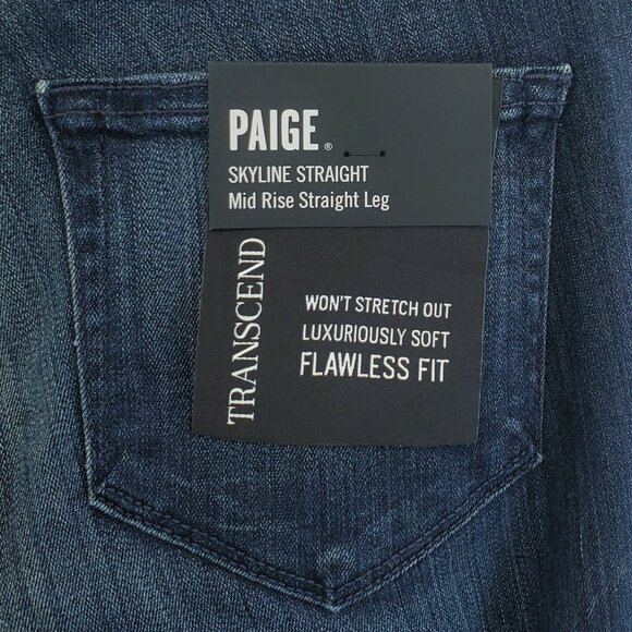 New PAIGE Skyline Straight Leg Mid Rise Transcend Jeans Midlake sz 26 Denim NWT - Picture 5 of 7